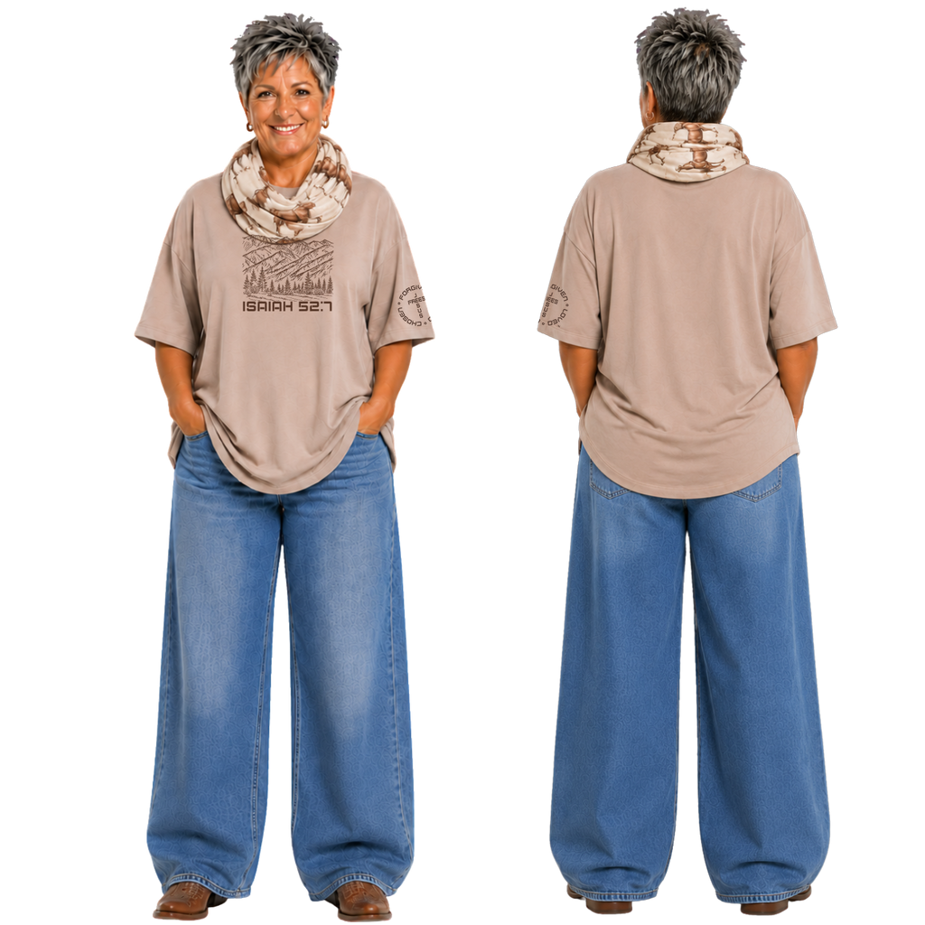 Jesus Frees - SICU Oversized Short Sleeve Women's Shirt - Font 49 Brown Montana