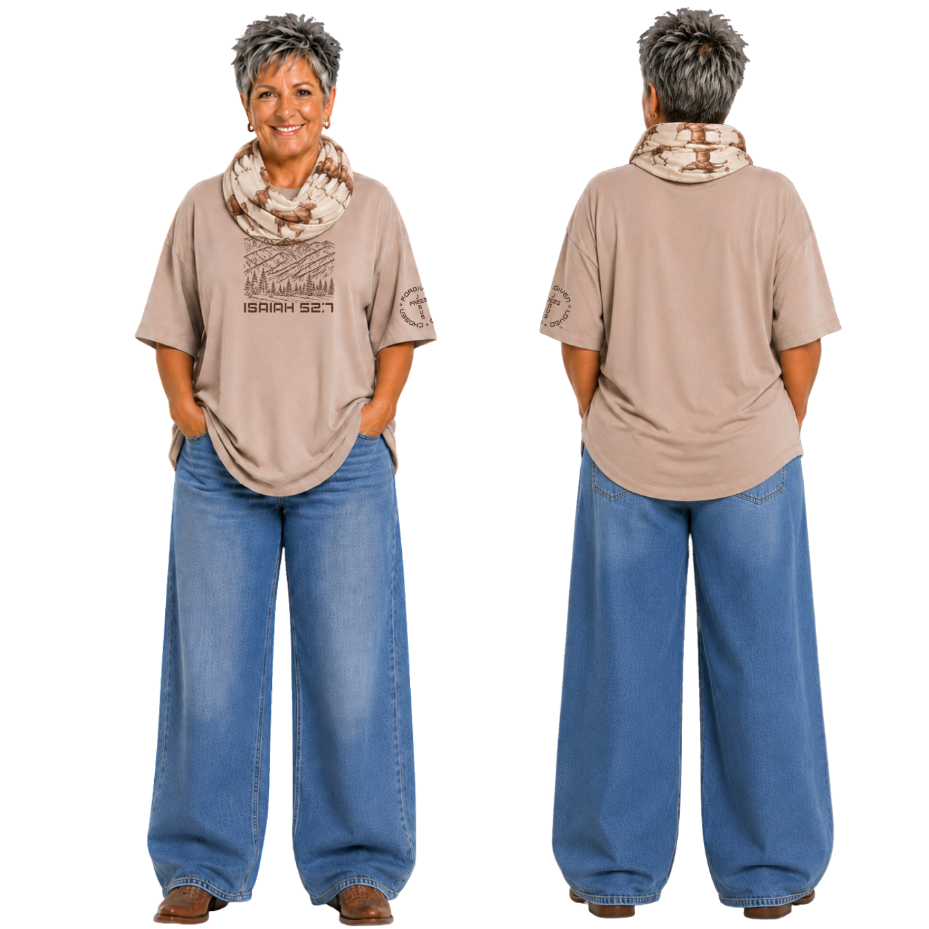 Jesus Frees - SICU Oversized Short Sleeve Women's Shirt - Font 49 Brown Montana