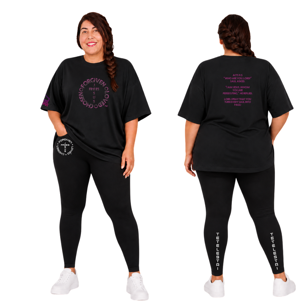 Jesus Frees - SICU Oversized Short Sleeve Women's Shirt - For the Bold & Courageous - Acts 9:5 + Prayer Font 122 Pink