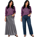Jesus Frees - DK Women's Boat Neckline 3/4 Elastic Cuff - Font 49 Gray Fade