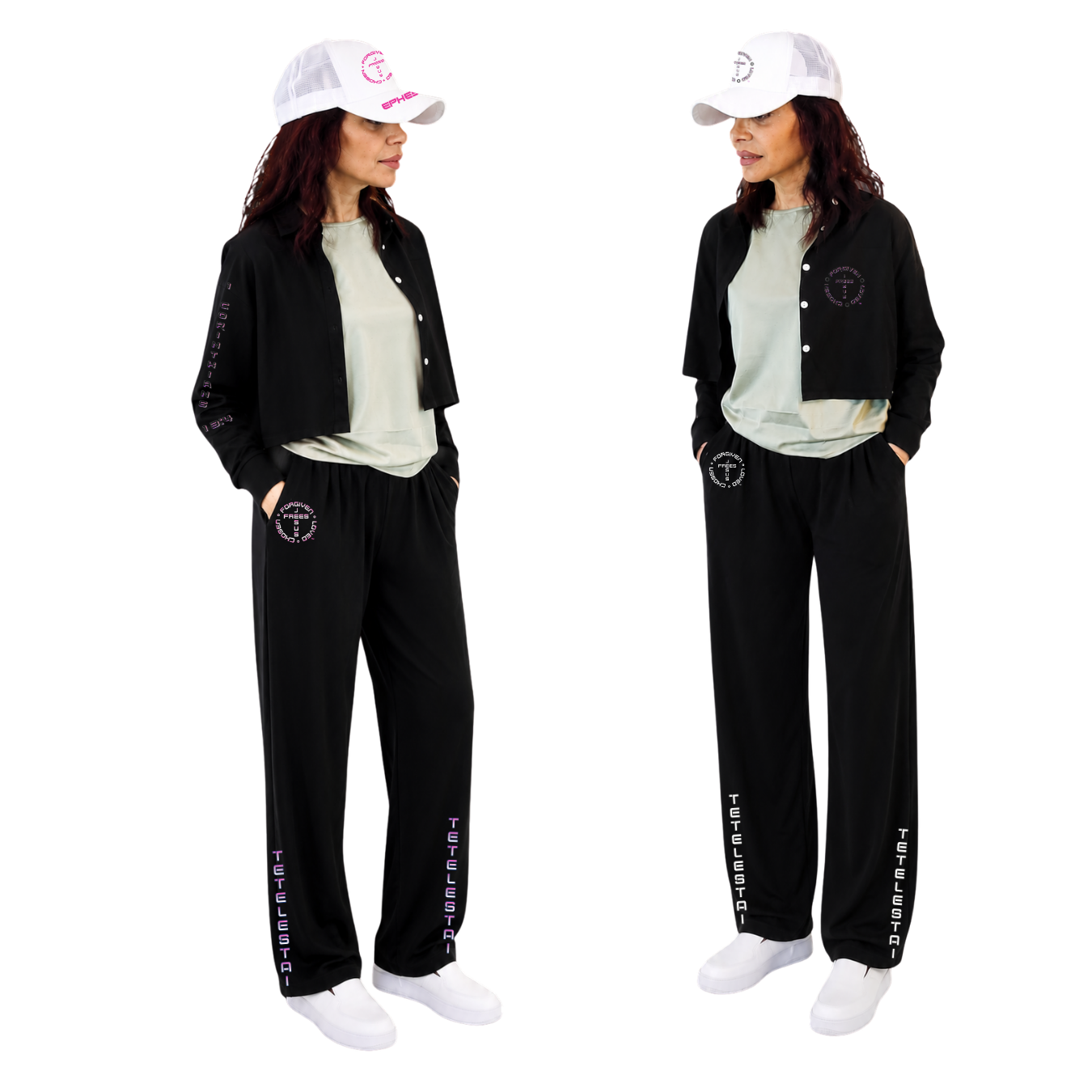 Jesus Frees | Cropped Lite Long Sleeve Summer Jacket | Font 126 Pink-Black