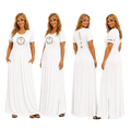 Jesus Frees - Long Maxi Dresses with Pockets - Short Sleeve - Font 223 Brown