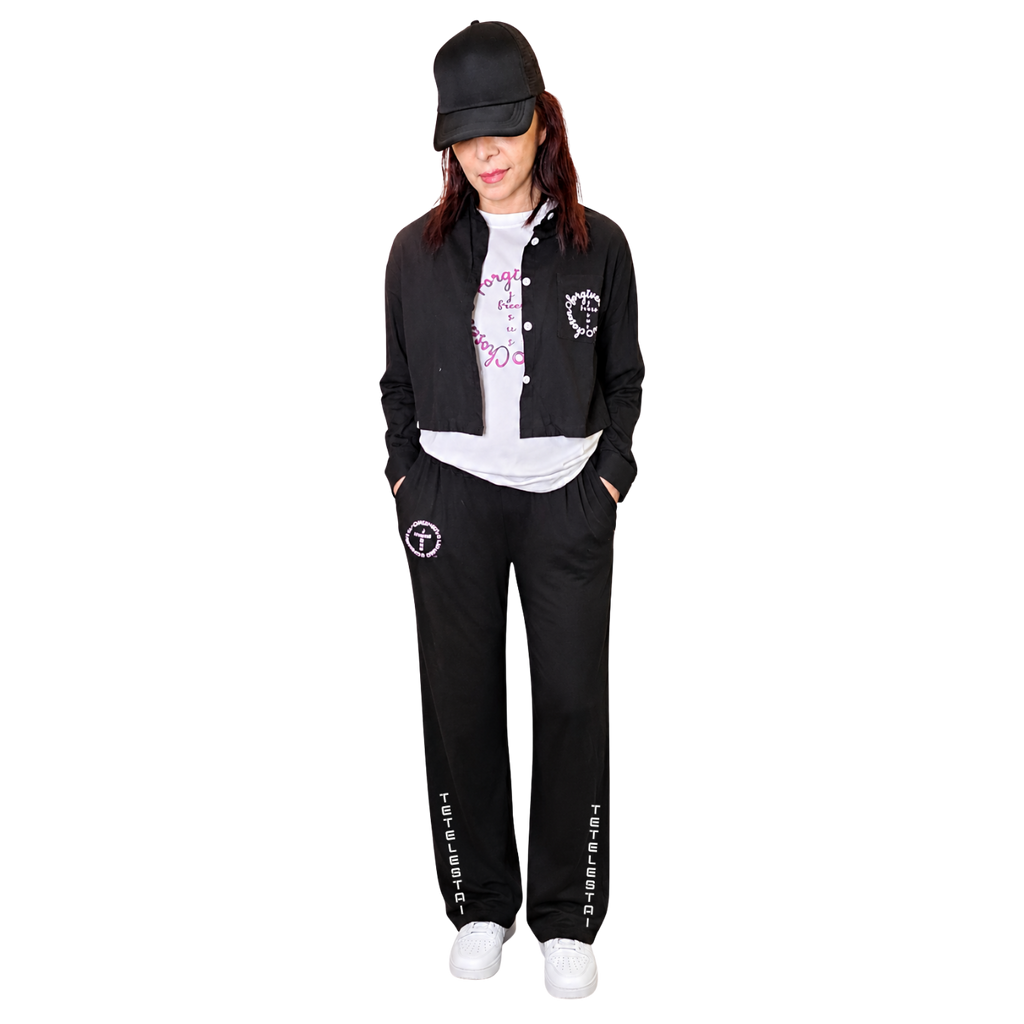 Jesus Frees | Cropped Lite Long Sleeve Black Summer Jacket | Font 223