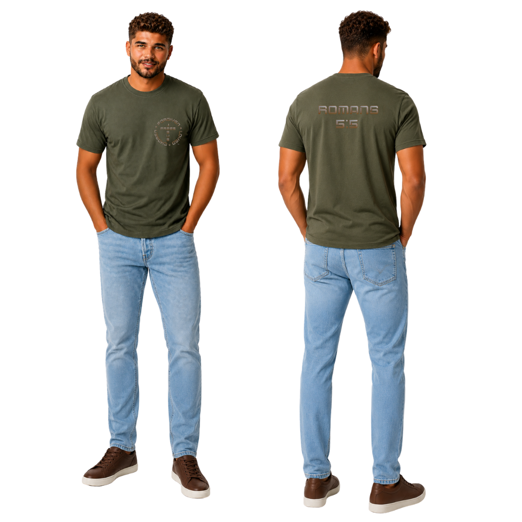 Jesus Frees | G20 Military Green Ultra Cotton Men's T-Shirt | Font 49 Brown Gray Fade