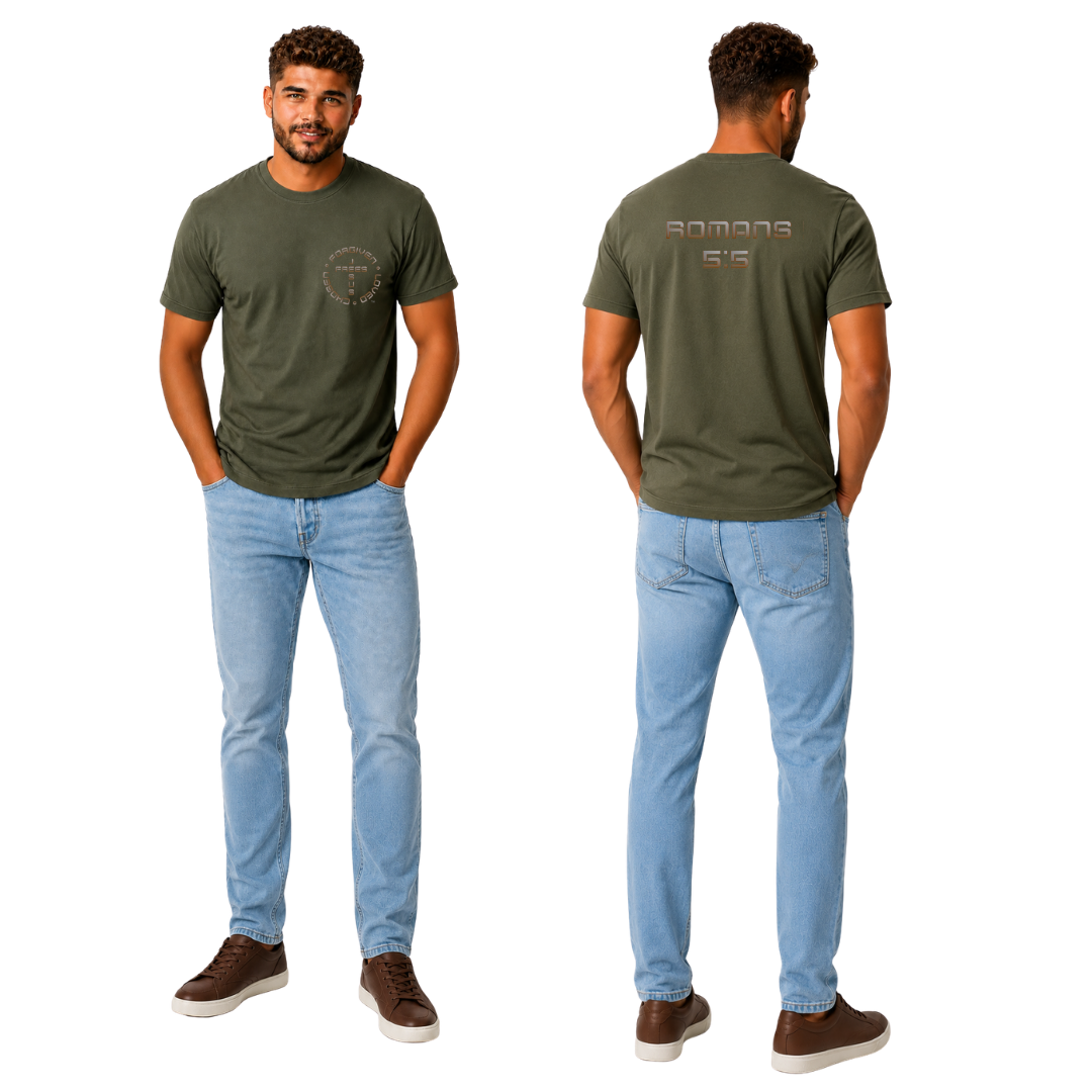 Jesus Frees | G20 Military Green Ultra Cotton Men's T-Shirt | Font 49 Brown Gray Fade