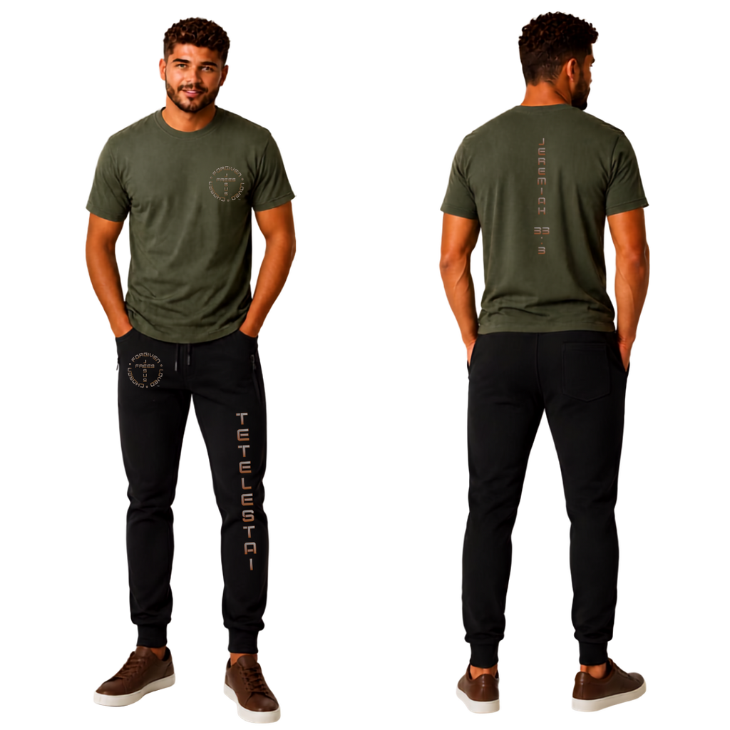 Jesus Frees | G20 Military Green Ultra Cotton Men's T-Shirt | Font 49 Brown Gray Fade