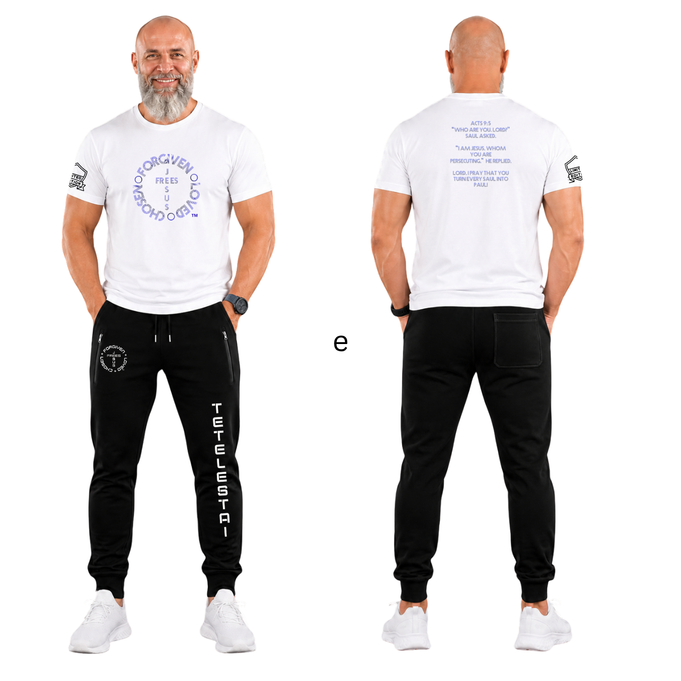 Jesus Frees - G64 Soft Style White Cotton Men's T-Shirt - For the Bold & Courageous - Acts 9:5 + Prayer Font 122 Blue