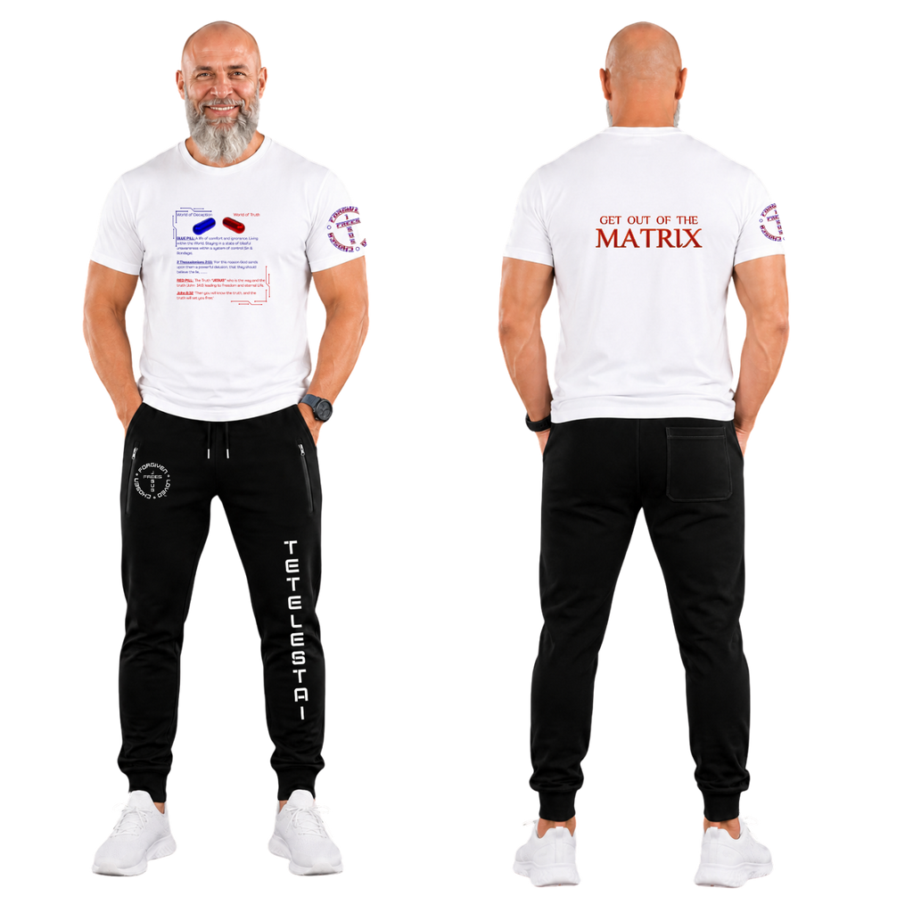 Jesus Frees - KD Men's Short Sleeve Premium White Shirt - The Matrix (Blue Pill vs Red Pill)