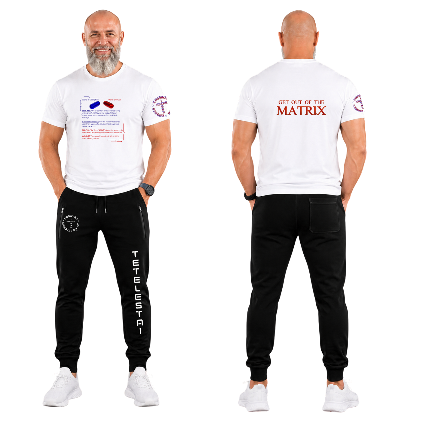 Jesus Frees - G64 Soft Style White Cotton Men's T-Shirt - The Matrix (Blue Pill vs Red Pill)