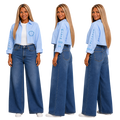 Jesus Frees | Cropped Lite Long Sleeve Light Blue Summer Jacket | Font 223 Light Blue