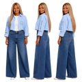 Jesus Frees | Cropped Lite Long Sleeve Light Blue Summer Jacket | Font 126 Multi Pastel