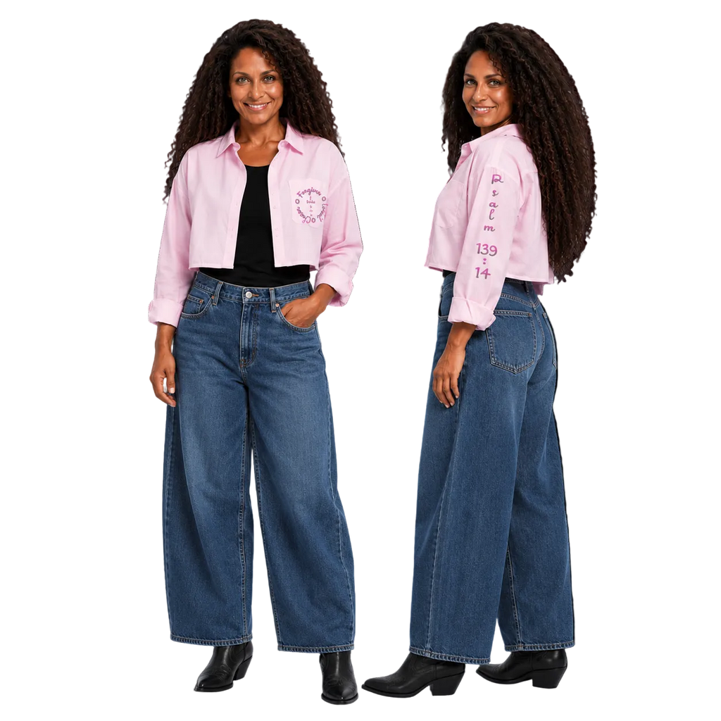 Jesus Frees | Cropped Lite Long Sleeve Pink Summer Jacket | Font 223 Pink-Gray