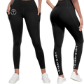 BLACK LEGGINS WITH POCKETS, PRINTED "TETELESTAI" - Soft High Waisted Tummy Control Workout Pants