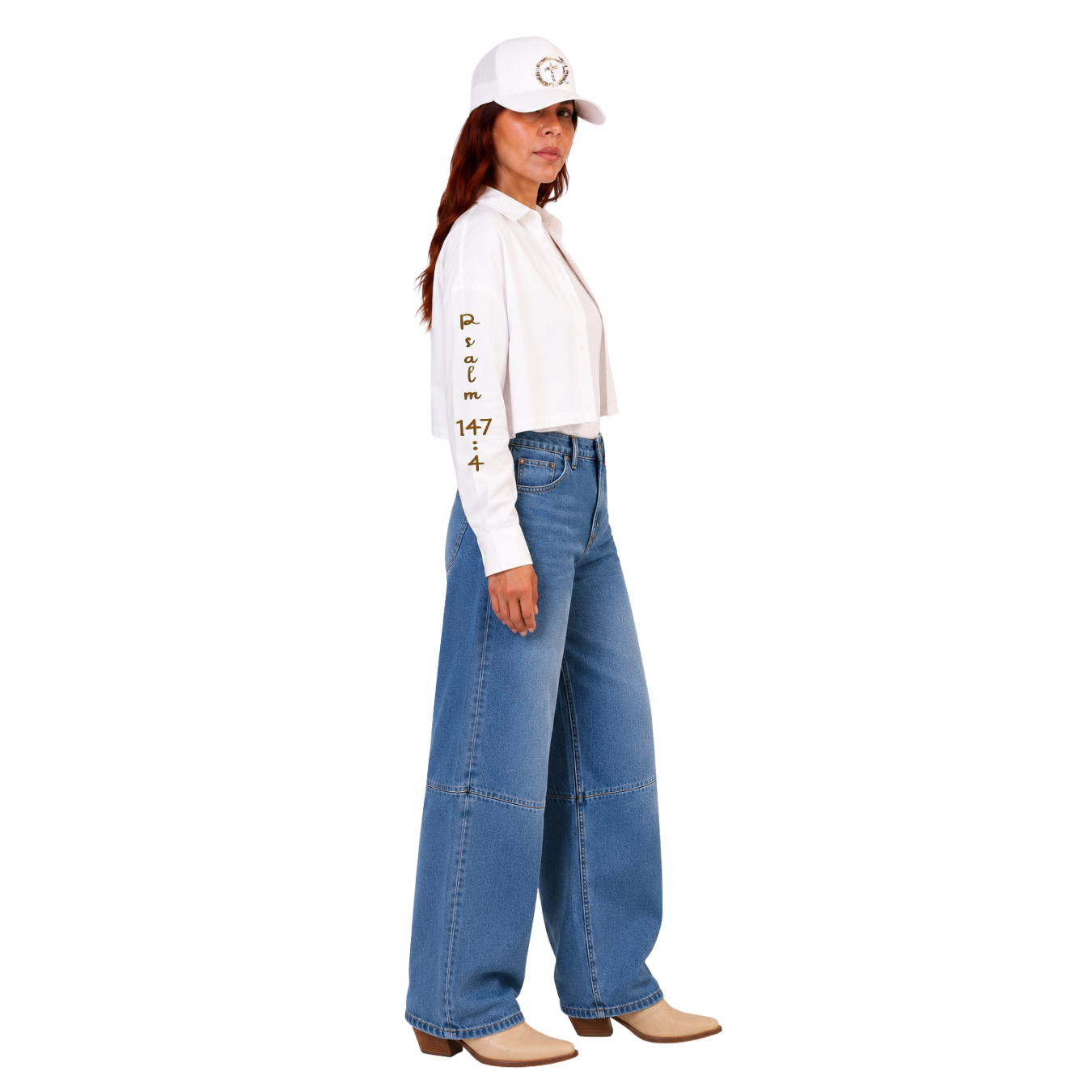 Jesus Frees - Cropped Lite Long Sleeve White Summer Jacket - Font 223