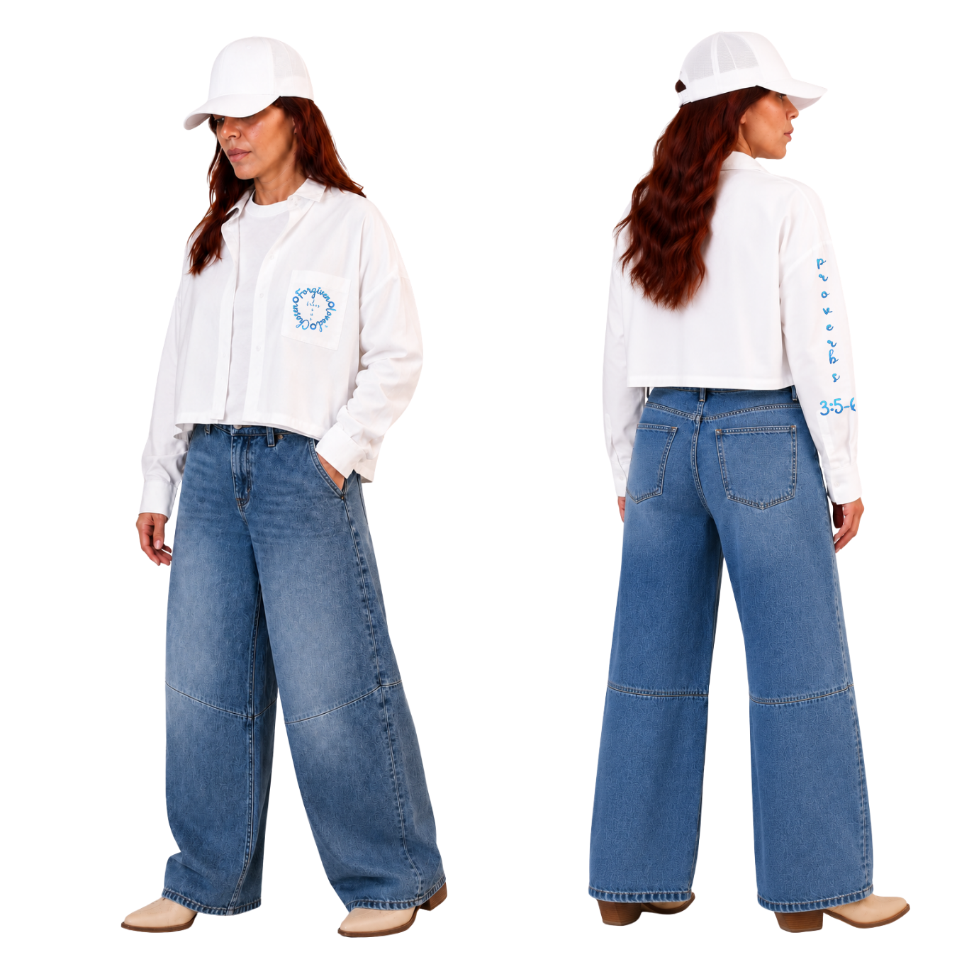 Jesus Frees - Cropped Lite Long Sleeve White Summer Jacket - Font 223